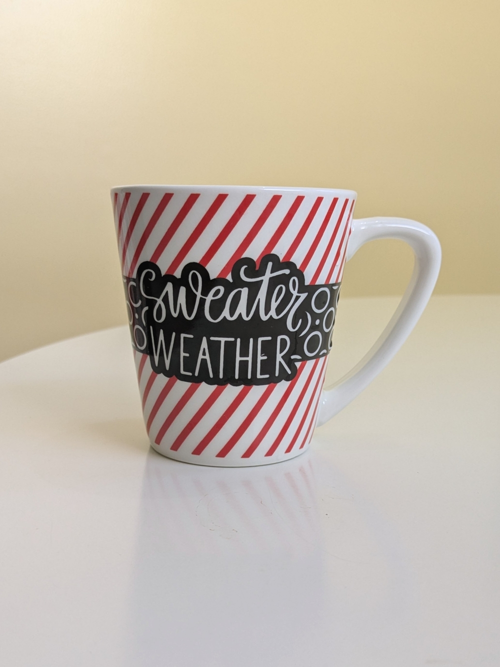 California Pantry Candy Cane Sweater Weather Red Stripe Ceramic Coffee Mug